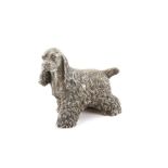 Large silver model of a Spaniel dog, 11 cm high