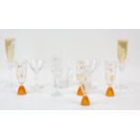 Collection of glasses to include two crystal martini glasses, together with other crystal glassware,