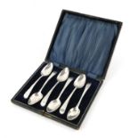 George II set of six silver bright-cut teaspoons, by Peter and Ann Bateman, London 1800,