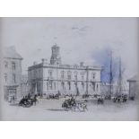 Chambers Hall (British, 1786-1855). 'Greenock Custom House', pencil and watercolour, 7.5cm x 10cm,