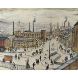 § Laurence Stephen Lowry RBA RA (British, 1887-1976). 'Huddersfield', offset lithograph in colours