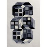 Victor Vasarely (French-Hungarian, 1906-1997). Composition in silver and black, limited edition