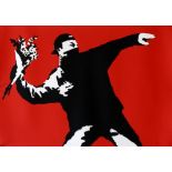 After Banksy, 'Love is in the Air (Flower Thrower)', limited edition screenprint,