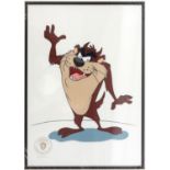 Limited edition sericel of The Tasmanian Devil, Warner Bros Inc. 1992, authenticated by McKimson