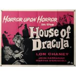 House of Dracula (1960’s) British Quad film poster, Horror starring Lon Chaney, folded,