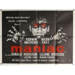 Maniac (1963) British Quad film poster, Hammer Horror directed by Michael Carreras, folded,