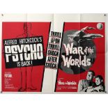 Alfred Hitchcock's Psycho / H.G. Wells The War Of The Worlds (1960's) British Quad double bill film