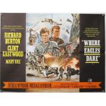 Where Eagles Dare (1969) British Quad film poster, War starring Clint Eastwood & Richard Burton,