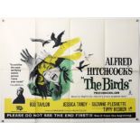 Alfred Hitchcock’s The Birds (1960's) British Quad re-release film poster, starring Tippi Hedren,