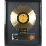 The Jimi Hendrix Experience- Gold disc for The Cry of Love. A mounted and framed presentation disc,