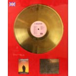 BPI Gold Disc Presented to Box Music Ltd. to recognise sales in the United Kingdom of more than 100,