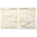 Autographs - Two signed pages from a diary and dated 1945, signatures include Walter Pidgeon,