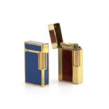 Two S T Dupont lighters, Laque de Chine one in blue no. V3KL40 and another in tortoise shell effect