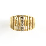 Vintage diamond ring, set with six single cut diamonds, weighing an estimated total of 0.30 carats,