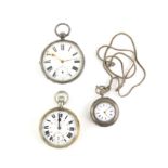 Waltham, A silver open face pocket watch the white enamel dial with black Roman numeral hour