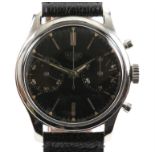 Heuer A Gentleman's Chrono 1950 wristwatch in stainless steel case, the signed black dial with