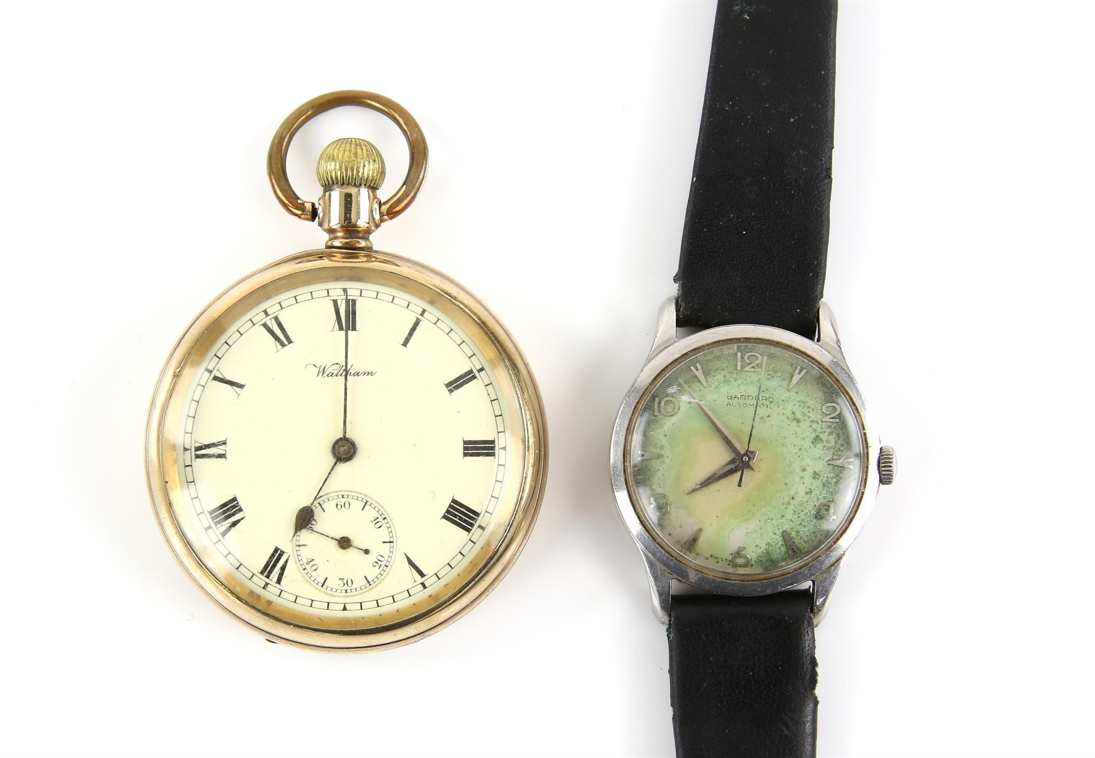 Waltham A traveller open face pocket watch the signed dial with roman numeral hour markers within - Image 2 of 3