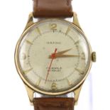 Baume gentleman's gold wristwatch, signed dial with baton and Arabic numeral hour markers