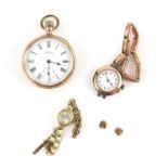 AWW co (Waltham) An open face pocket watch the signed white enamel dial with Roman Numeral hour