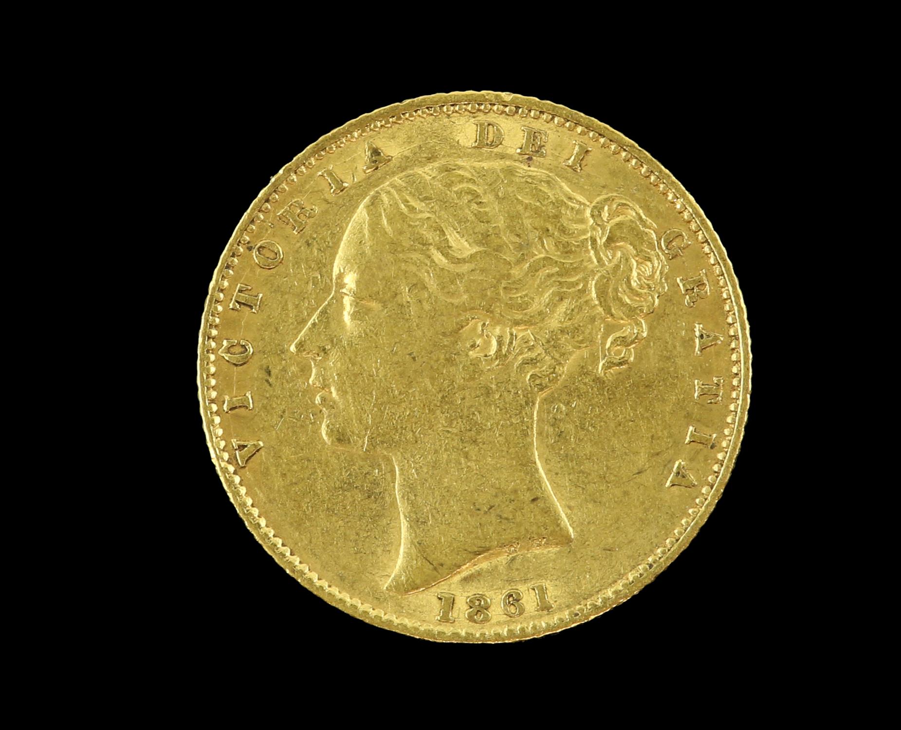 Victorian gold sovereign 1861, young head, rev. shield - Image 2 of 2