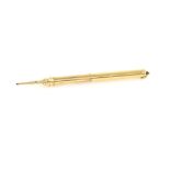 Gold propelling pencil, stamped 18 ct, with jump ring connection