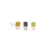 Four loose rough diamonds, including a loose octahedral crystal weighing an estimated 0.95 carat,