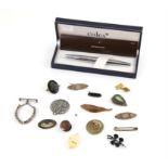 A collection of costume jewellery and a Cross pen, the boxed stainless steel fountain pen comes