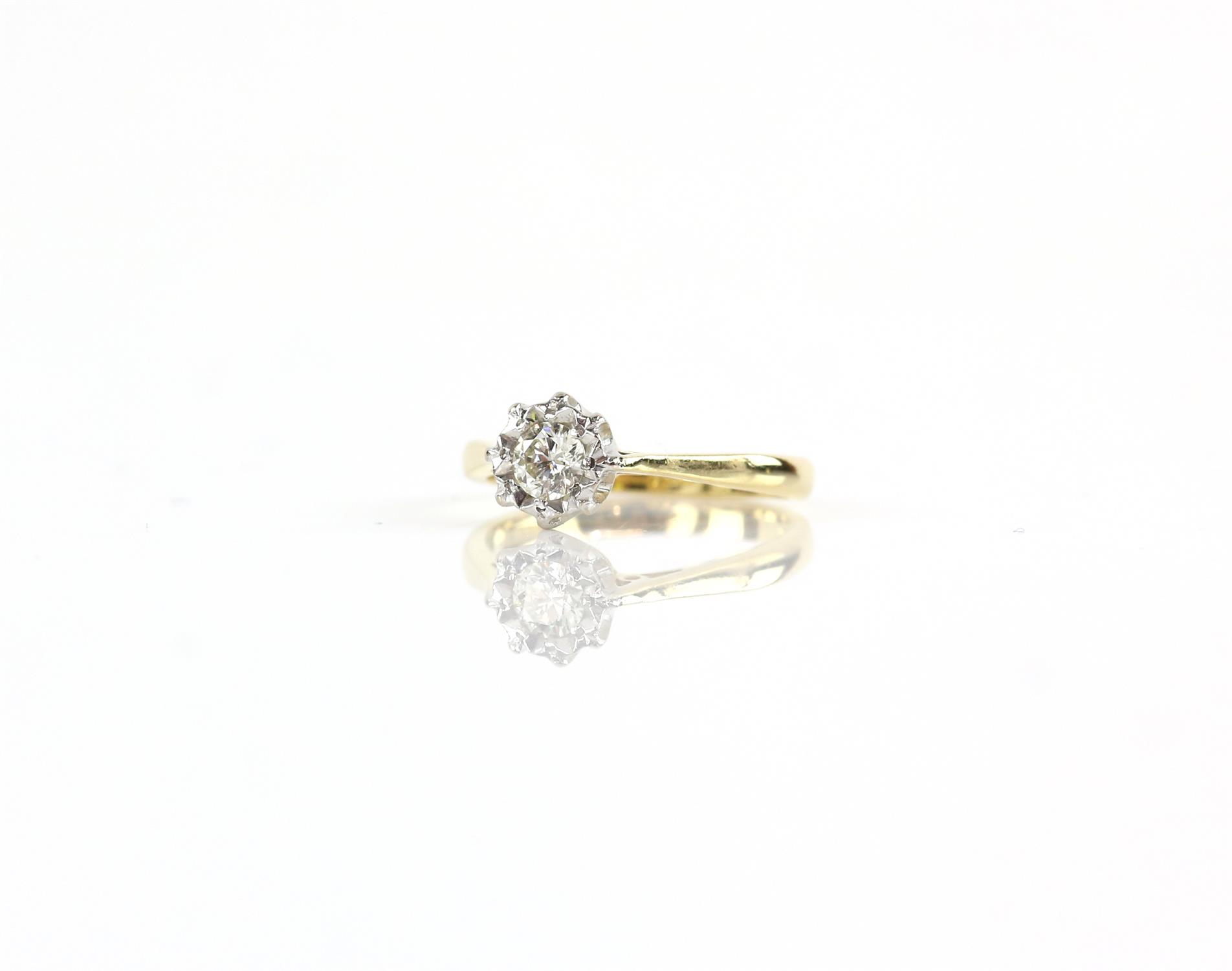 Vintage single stone diamond ring, round brilliant cut diamond weighing an estimated 0.31 carat,