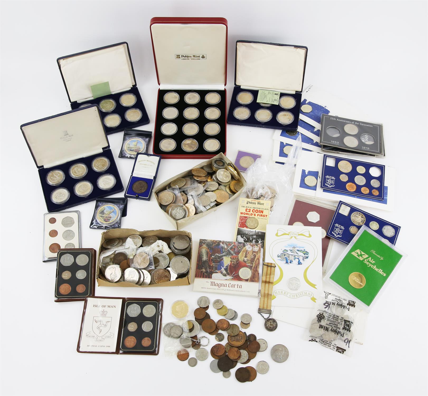 A large collection of coins, comprising a quantity of world coinage as taken from circulation,