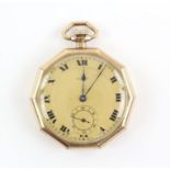 Elgin a gold plated pocket watch the signed dial with Roman numeral hour markers within a minute
