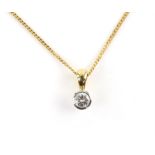 Single stone diamond pendant, round brilliant cut diamond, weighing an estimated 0.35 carat,