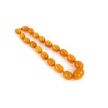 1920's amber bead necklace, largest bead measures 25mm x 21mm, smallest bead 17.5 x 14mm,