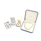 Group of jewellery, including a pearl and black stone necklace and drop earring set,