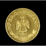 Mexico Maximiliano gold peso 1865