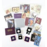 Collection of mostly British Brilliant Uncirculated coins in original Royal Mint presentation flat