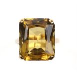 Single stone citrine cocktail ring, rectangular mixed cut citrine, measuring 17.1 x 14.4mm,