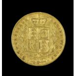 Victorian gold sovereign 1861, young head, rev. shield