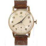 Smiths, a Gentleman's deluxe wristwatch in gold Denison case, signed enamel dial gold hands,