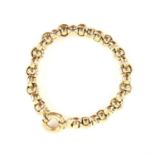 Fancy link bracelet, with a large bolt ring clasp, in 9 ct, length approximately 21 cm