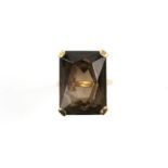 Smokey quartz cocktail ring, rectangular cut Smokey quartz measuring 19.7 x14.5mm,