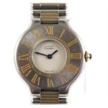 Cartier A Ladies bi metal Le Must wristwatch,the silvered dial signed must de cartier,