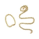Belcher link chain, measuring 50.5cm, and matching bracelet, measuring 19cm, both stamped 14 ct