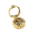 Brass handheld Geological Surveying Brunton Compass the hinged mirror lid revealing compass and