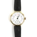 Ulysee Nardin, a Gentleman's gold wristwatch in circular case, the signed white enamel dial with