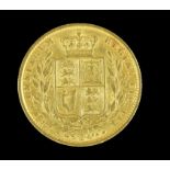 Victorian gold sovereign 1862, shield rev.