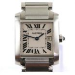 Cartier, a Ladies reference 2465 Tank Francaise stainless steel wristwatch, the signed dial with