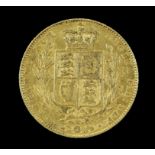 Victorian gold sovereign 1843, young head, rev. shield