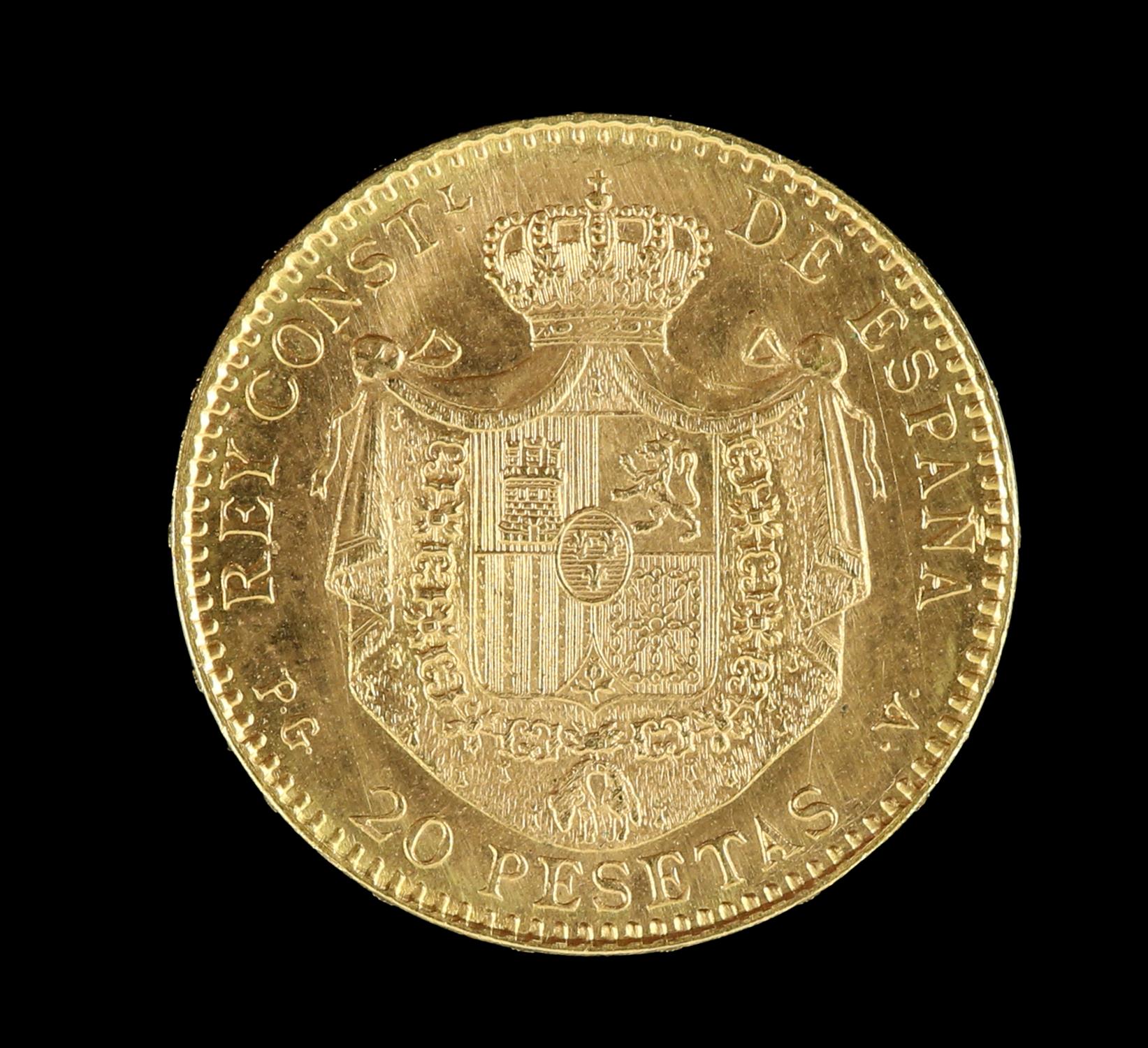 Spain Alfonso XIII gold 20 pesetas 1887