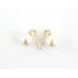 A pair of South Sea pearl earrings, pearls measuring 14mm in diameter, with hook fitting,