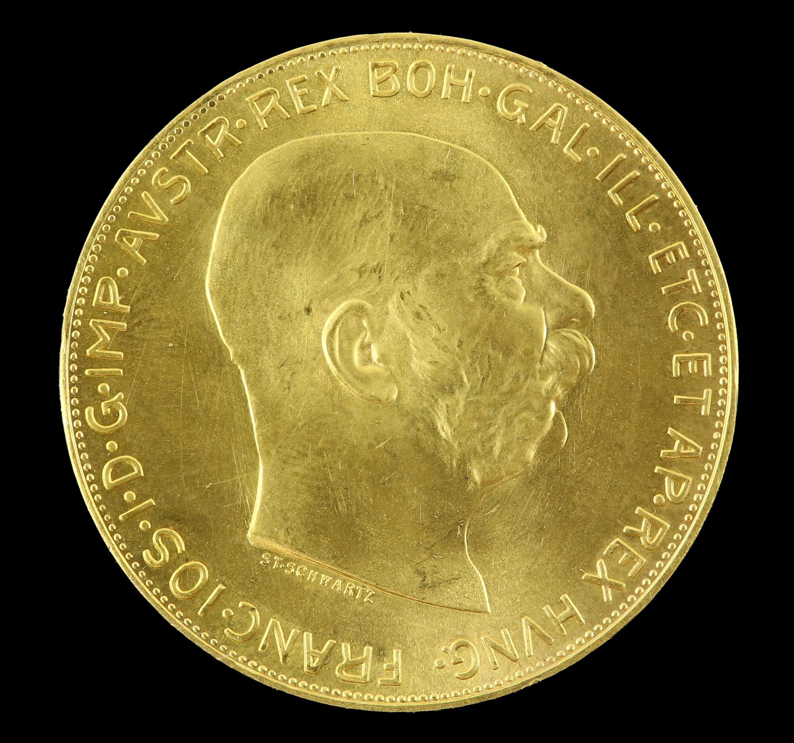 Austria gold 100 Corona 1915 official restrike - Image 2 of 2